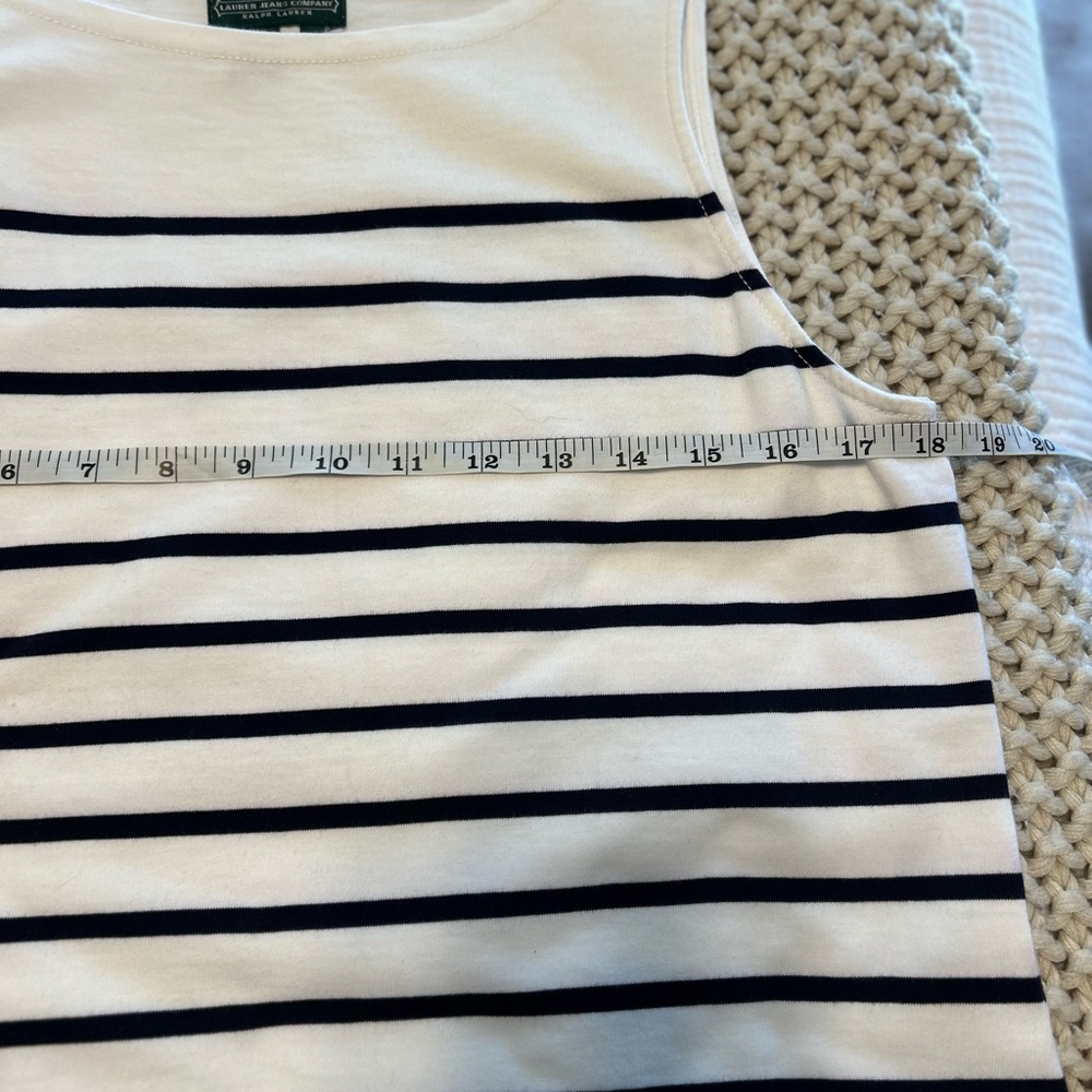 Lauren Jeans Company Ralph Lauren Navy/White Striped tank dress w/ crochet hem - Picture 9 of 11